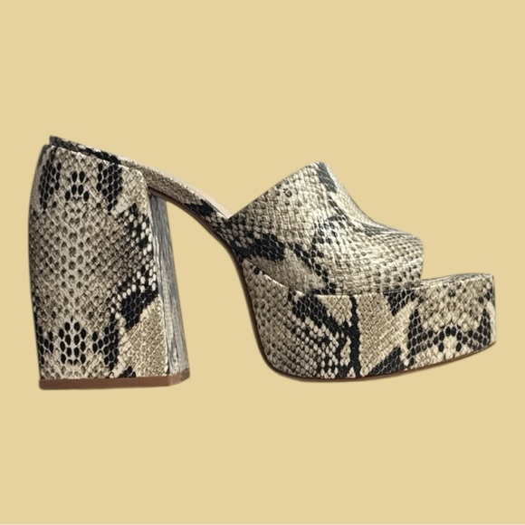 Schultz Sexy Mule Sandals High Chunky 5.5” Platform Heel Square Toe Size 8.5 - Picture 3 of 10